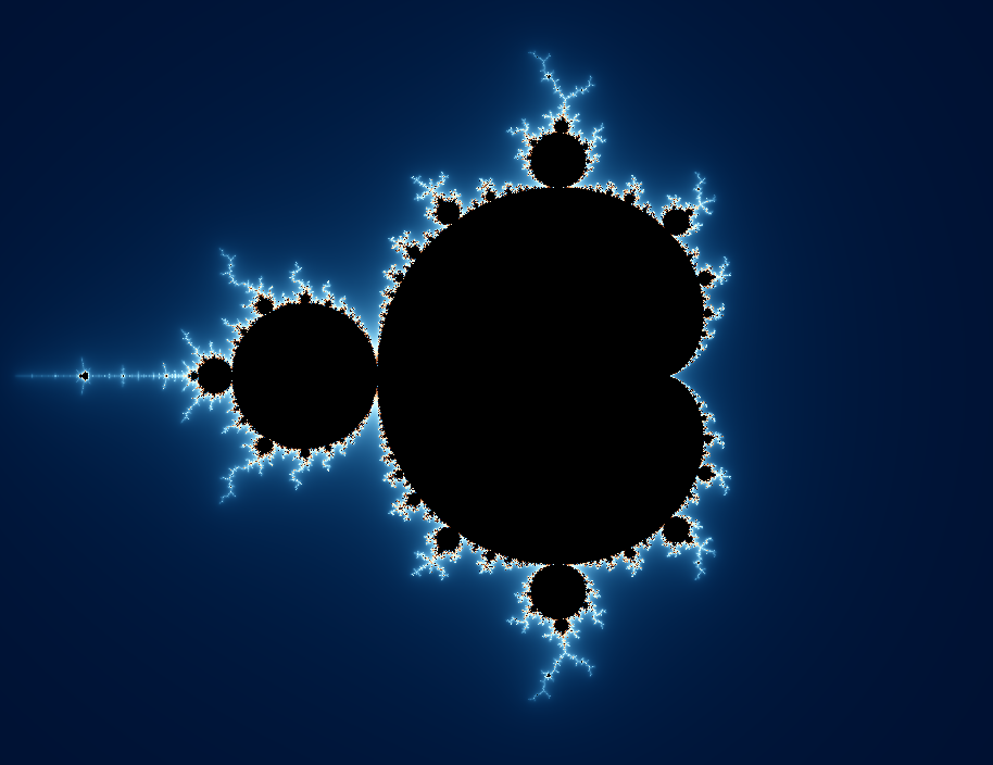 Mandelbrot set viewer rendered in the browser via WebGPU, deep zoom showing self-similar fractal detail